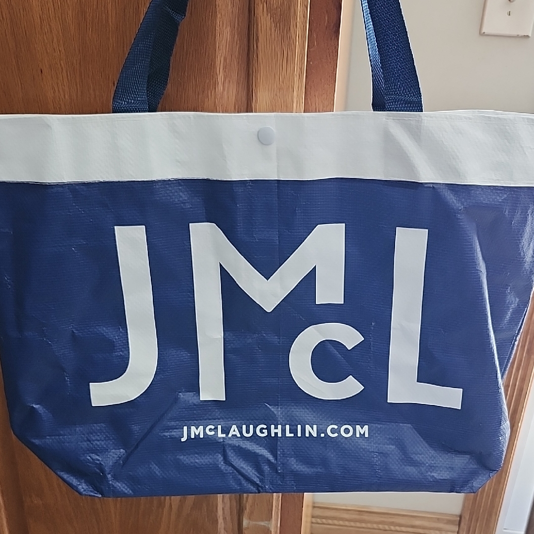 J. Mclaughlin Blue & White Logo Reusable Shopping Tote Bag
